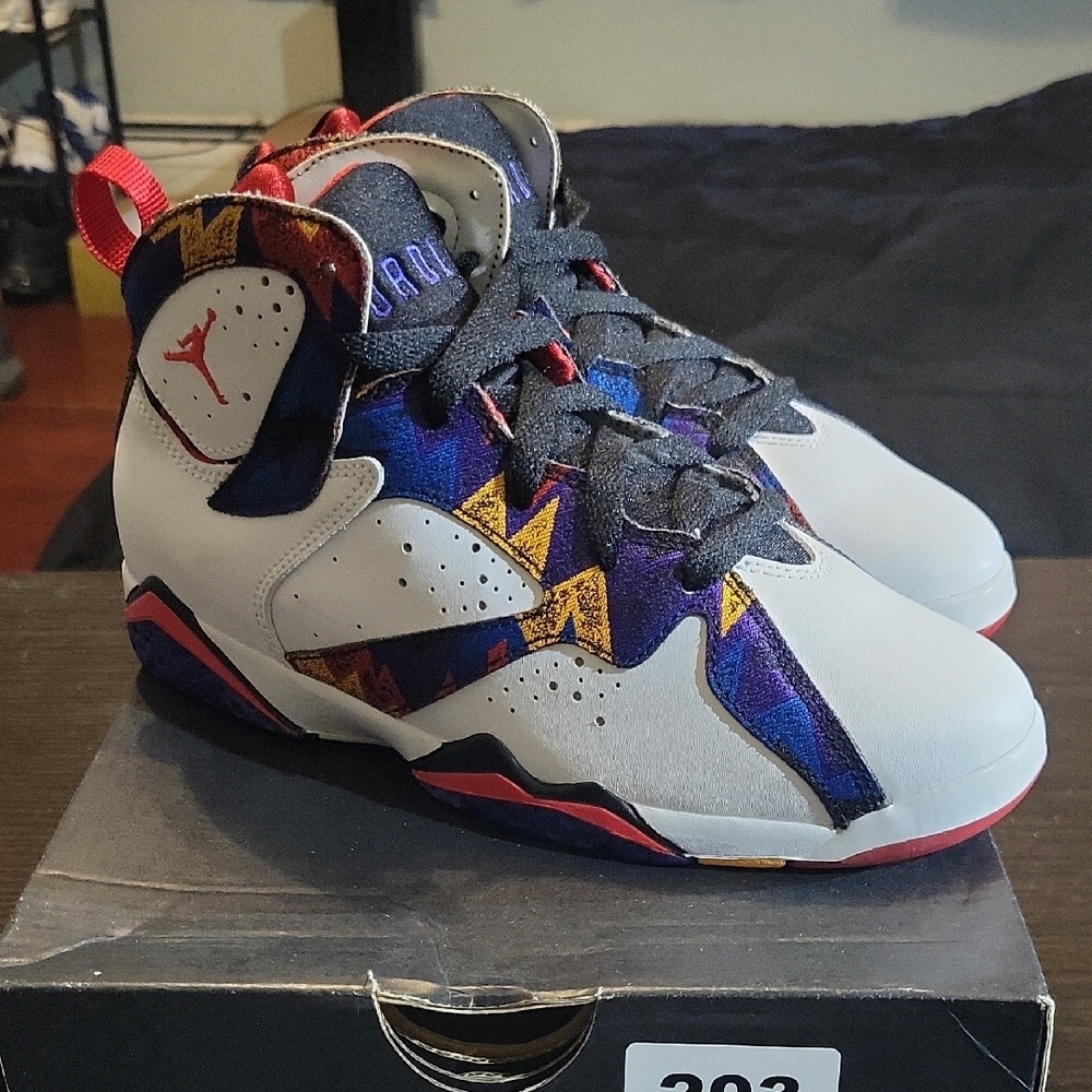 Air Jordan 7 Retro (PS) Rare "Nothing But Net" (2015) B3Y/G4.5 NEW W/OG BOX - Picture 3 of 11